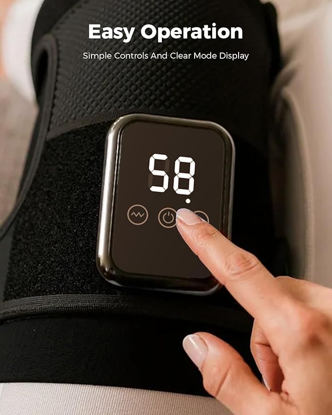 3-in-1 Knee Massager for Pain Relief with Heat Portable Heated Knee Brace with Extension Strap for Knee Elbow &amp Shoulder Cordless Rechargeable Electric Massagers for Joint Comfort (Pair)