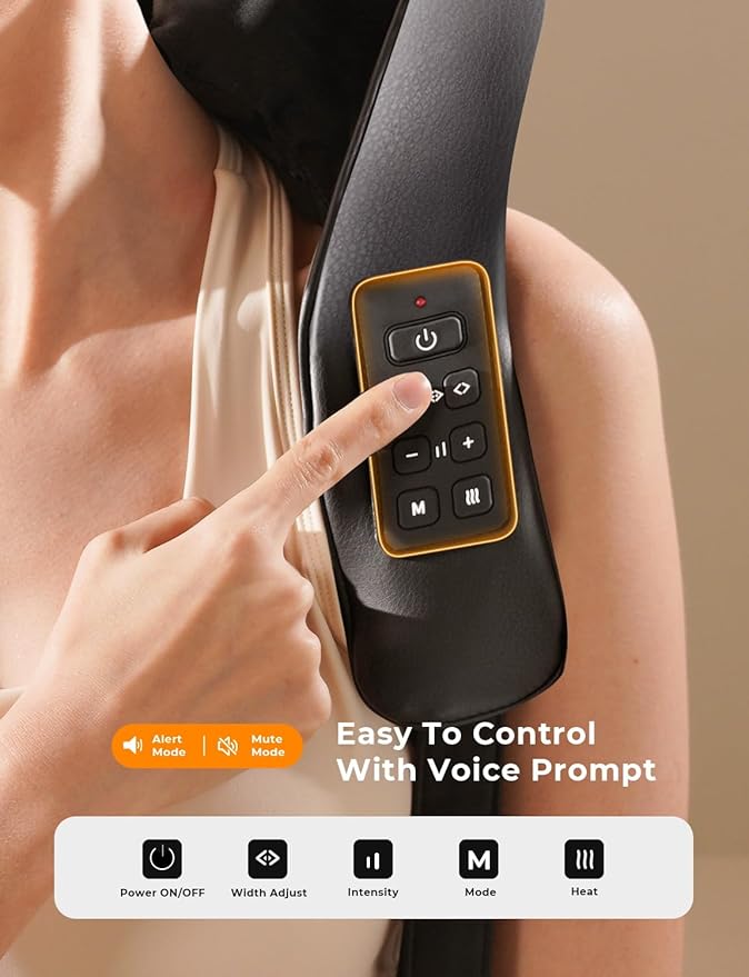 Cordless Neck and Back Massager with Heat Upgarded Adjustable Width Electric Deep Tissue 4D Kneading Massage Shiatsu Shoulder Massage Pillow for Body Muscle Pain Relief Gifts for Mom Dad