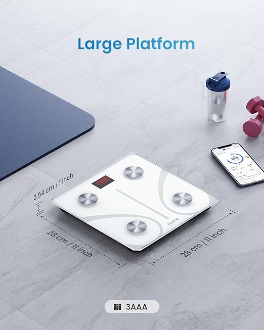 RENPHO Smart Scale for Body Weight FSA&ampHSA Eligible Digital Bathroom Scale BMI Weighing Bluetooth Body Fat Scale Body Composition Monitor Health Analyzer with Smartphone App (White 11/280mm)