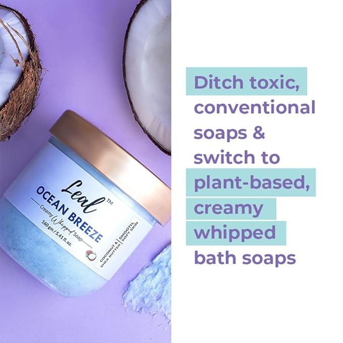 BEMT Whipped Cream Soap – Ocean Breeze Scent Moisturizing Body Wash with Shea Butter &amp Coconut Oil Gentle Cleansing Bath Soap for Men &amp Women – 160 g
