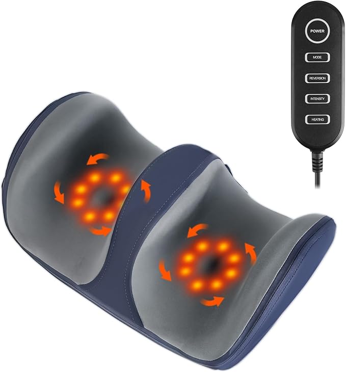 Foot Massager for Neuropathy with 3 Modes &amp 3 Intensities Electric Foot Calf Thigh Arm Massager for Plantar Fasciitis Neuropathy ReliefGift for Mom Day Valentine's Day (Blue-Non-Removable Partit