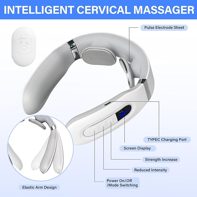 Richie House Neck Massager with Heat Neck Massager for Pain Relief Deep TissueElectric Portable Neck Massager with Heat for Women Men