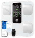 GE Scale for Body Weight: Body Fat BMI Muscle Mass Smart Bathroom Scales with 14 Body Composition Metrics with Large Display Accurate Bluetooth Weighing Machine with Fitness App 400 lbs White