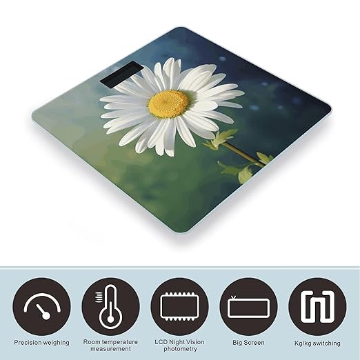 Daisy Flower Bathroom Scale Weight Scale for Body WeightHighly Accurate Digital Weighing Machine Clear LED Display Digital Bathroom Body Scale 400lb/182kg