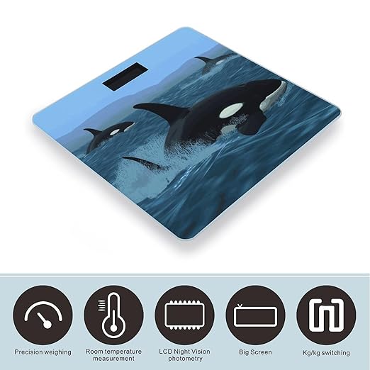 Killer Whales Swim Along Smart Scale for Body Weight Accurate Bathroom Scale with LED Display Digital Weight Scales Weighing Machine High Precision Scales for Bath Home