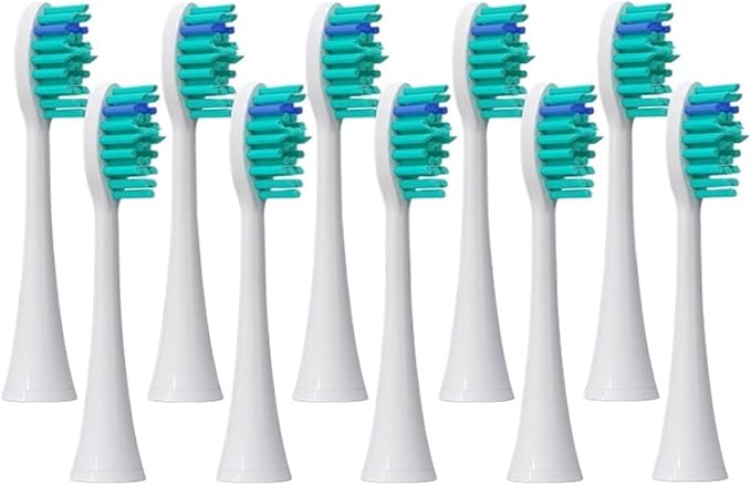 Replacement Brush Heads 10PCSCompatible for HX3/6/8/9 Sonic Electric Toothbrush Soft Vacuum Nozzles(Mixed Packaging)