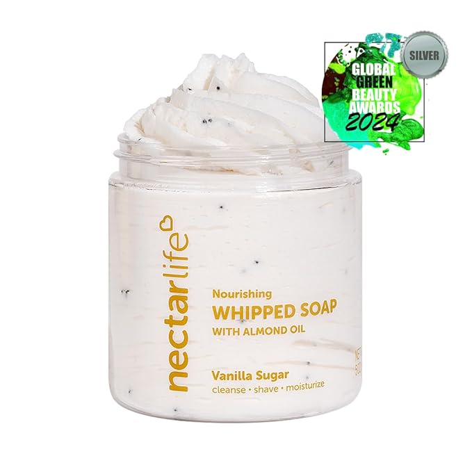 Nectar Life Nourishing Whipped Soap and Shave Butter with Almond Oil Vanilla Sugar Set of 3 5 Oz Each