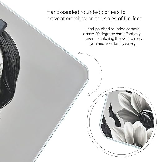 Black and White Flowers and Skull Bathroom Scale for Body Weight Bathroom Weighing Scales with Back Lit LED Display Sturdy Tempered Glass Body Weight Bathroom Scale 400lb Weighing