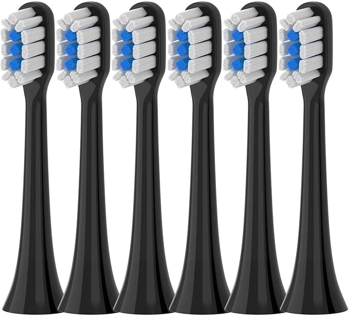 T301 T302 T501 /501CSonic Electric Toothbrush Head Soft Bristle Nozzles(T301-302-BK-6Pcs)