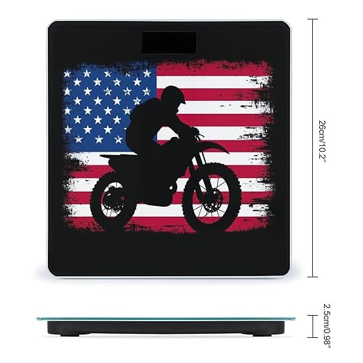 Men's Fashion Automatic Switch Digital Bathroom Weighing Scale Smart Scale Motorcycle American Flag Motocross Dirt Bike