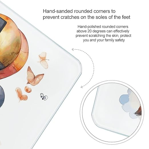 Fox and Hot Air Balloon Digital Bathroom Scale for Body Weight with High Precision Digital Weighing Scale with BMI Clear LCD Display and Step-On Measures Weight Up to 180kg