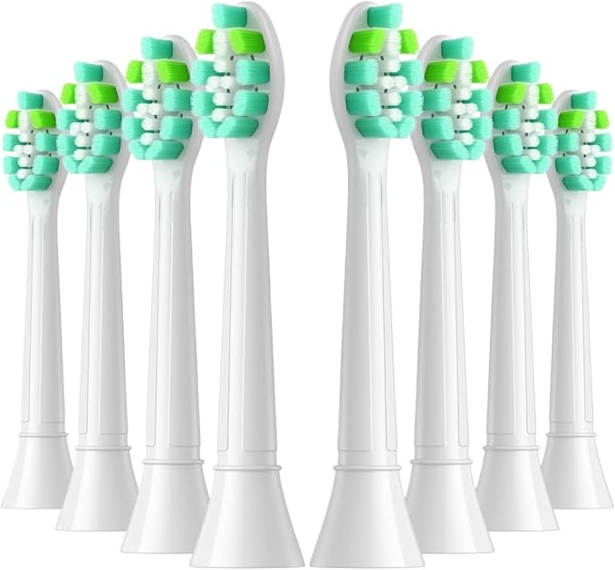 8pcs Replacement Toothbrush Heads Brush Head Compatible for Phips 4100 6500 6100 7500 5300(8pcs Green-White)