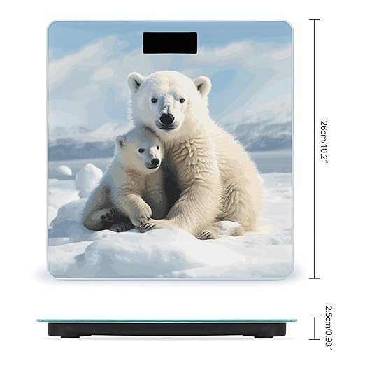 Digital Bathroom Scale for Body Weight Scale with Bright LCD Display High Accuracy Step-On Technology Auto On/Off Cute Polar Bear Digital Scales 400 Lbs /180kg