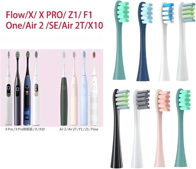 Compatible for Oclean - 7pcs Replacement Brush Heads Fit Flow/X/X PRO/Z1/F1/One/Air 2/SE Soft Dupont Bristle Vacuum Packaging(4 Colors)