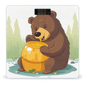 Bear Eats Honey Scale with LCD Precision Weighing Scales Sturdy Tempered Glass Weight Scales Easy-to-Read Anti-Slip Weight Digital Bathroom Scale for Daily