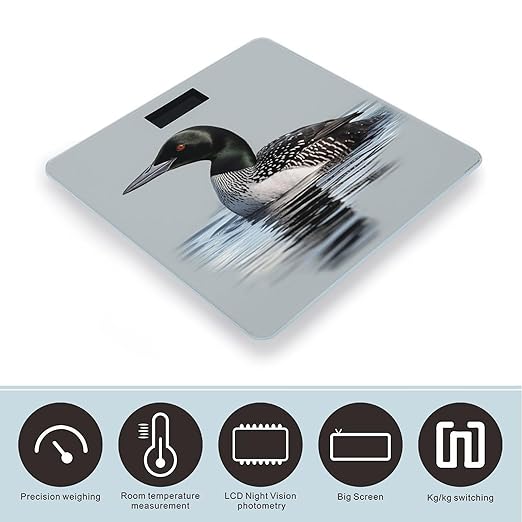 Digital Bathroom Scale for Body Weight Scale with Bright LCD Display High Accuracy Step-On Technology Auto On/Off Loon Nature Bird Digital Scales 400 Lbs /180kg