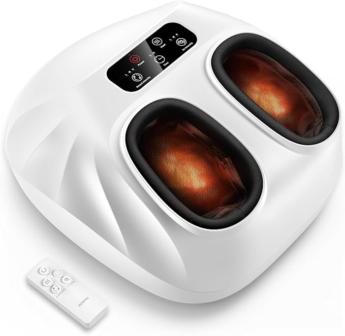 RENPHO Foot Massager Machine with Heat [2026 Upgraded] Shiatsu Foot Massager for Neuropathy Plantar Fasciitis Massager for Men Women Up to Size 14 FSA Eligible HSA Store Eligible Massager White