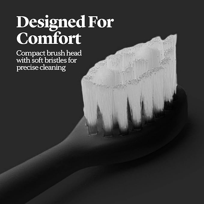 Made by Dentists PRO‑X Replacement Brush Heads – Compatible with PRO‑X Sonic Toothbrush (3 Pack) – Dentist‑Designed Deep Plaque Removal Soft Bristles Travel‑Ready Black