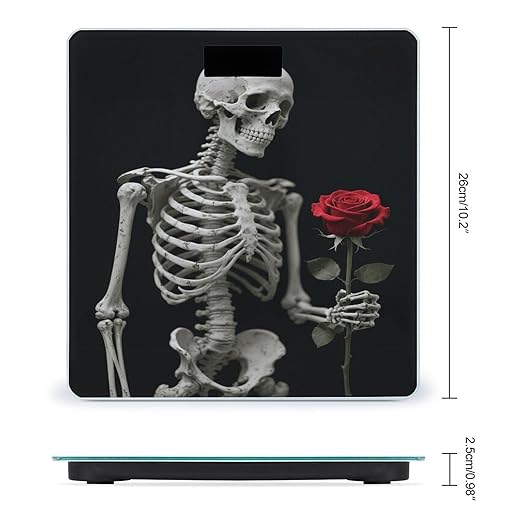 Skeleton Holding A Red Rose Bathroom Scale for Body Weight LCD Display Digital Bathroom Scale Tempered Glass Bathroom Weight Scales Fashion Smart Scales for Home Bedroom 400 Lb