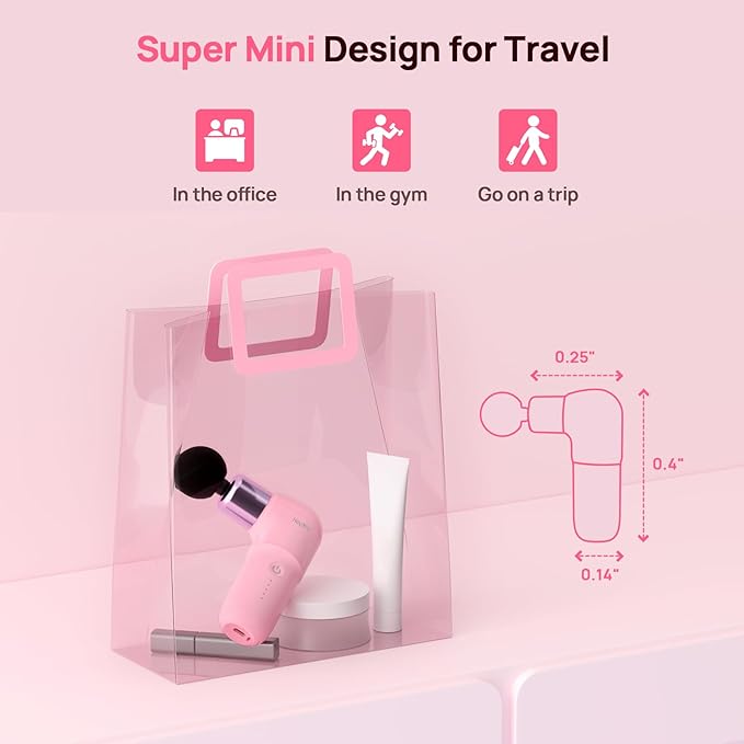 Super Mini Massage Gun Deep Tissues Percussion Muscle Massager Compact Sports Travel Massage Gun Portable Massager Gun for her him Pink