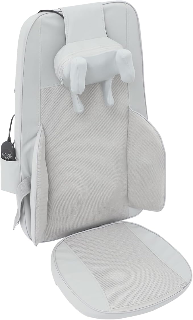 Neck and Back Massage Device with Heat Comfortable Back Massage for Pain Relief Back Massager for Chair for Office Home Car (Grey)