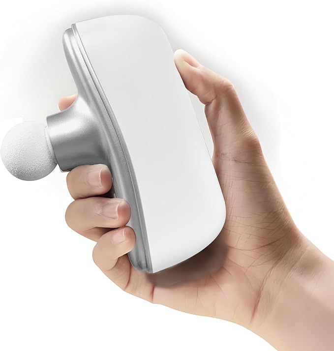 Mini Fascia Massage Gun Portable &amp Handheld Muscle Pain Relief in Neck Back Leg Hand Shoulder Deep Tissue Percussion Fascia Gun. (Silver-White)