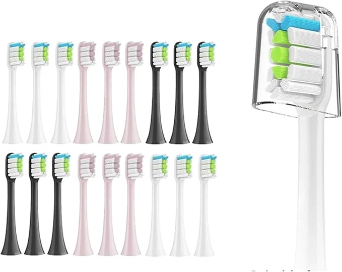 12pcs Brush Heads Sonic Electric Toothbrush Soft Bristle Nozzles Compatible for SOOCAS X3/X3U/X5 Replacement Clean Tooth(12pcs 3colors)