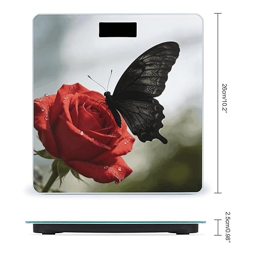 Black Butterfly Weight ScaleClear LED Display Bathroom Digital Weighing ScaleTempered Glass Digital Bathroom Scale for Body Weight Capacity Up to 400 Lbs