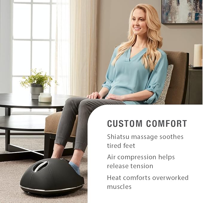 Brookstone Shiatsu Foot 3 Massage Programs with Heat Air Compression Deep Kneading Grey
