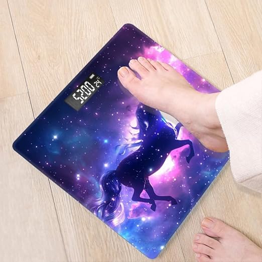 Digital Scale for Body Weight Highly Precision Bathroom Weight Scale 400 lbs with Backlit Display Personalized Scale for Home-Unicorn Soaring Through The Cosmos