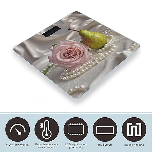 Rose and Pearls Smart Scale for Body Weight Accurate Bathroom Scale with LED Display Digital Weight Scales Weighing Machine High Precision Scales for Bath Home