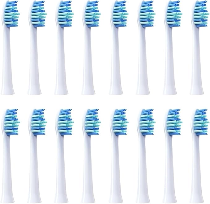 16pcs Replacement Toothbrush HeadsCompatible for SOUNESS SN903/SN901/905/601/SN801/SN810/SN201/SNK01/ST802/ST903 Nozzle(16WHITE Cleaning)