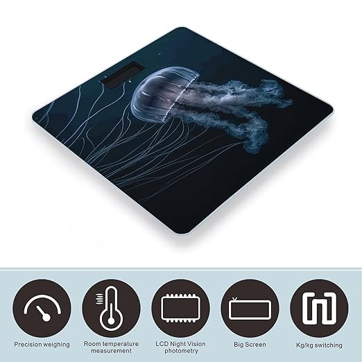 Jellyfish in Deep Ocean Smart Scale for Body Weight Accurate Bathroom Scale with LED Display Digital Weight Scales Weighing Machine High Precision Scales for Bath Home