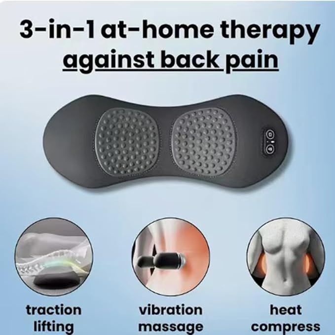 Smooth Spine Triple Fusion Back Massager 2025 Upgraded 3 in 1 Neck Shoulder Backs Massagers with Traction Vibration &amp Heat My Soothe Lab (B)