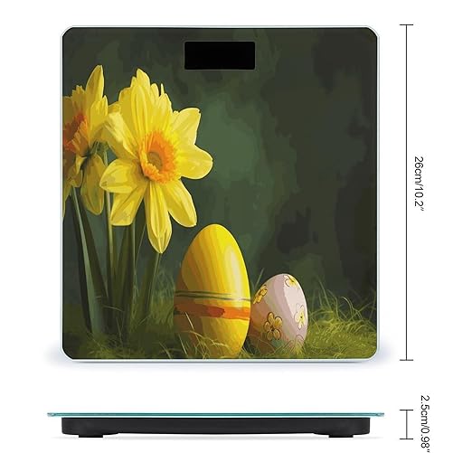 Yellow Flower and Egg Bathroom ScaleHighly Accurate Digital Weighing Machine for People Bright LED Display Weight Scale for The Aldult Home Use