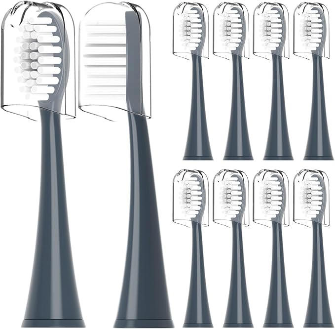 10pcs Replacement Toothbrush Heads Compatible with AquaSonic Black Series Vibe(Gray)