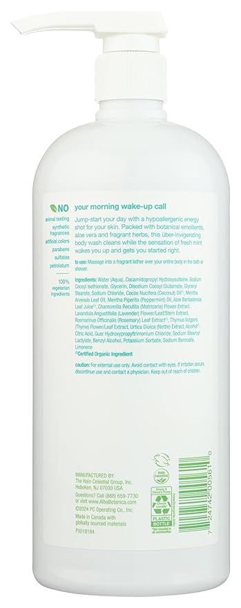 Alba Botanica Very Emollient Body Wash Sparkling Mint 32 Oz