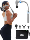 2-in-1 Detachable Percussion Massage Gun with Extension Handle Back Massager for Pain Relief Deep Tissue Muscle Massager for Arm Shoulder Lower Back Thigh Waist Grey
