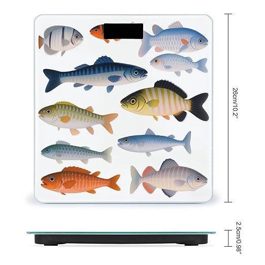 Different Fish Smart Scale for Body Weight Accurate Bathroom Scale with LED Display Digital Weight Scales Weighing Machine High Precision Scales for Bath Home