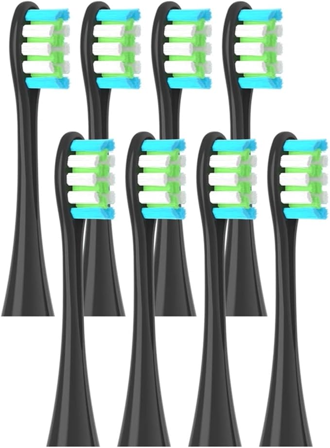 8 Pcs Replacement Brush HeadsCompatible for Oclean X PRO Elite/Flow/F1/One/X/All Series Electric Toothbrush(8 pcs Black)