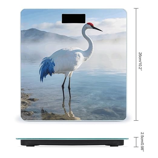 Blue White Crane Smart Scale for Body Weight Digital Bathroom Scale Toughened Glass Weight Scale with Large LCD Backlight Display High Precision Scales Weighing Machine