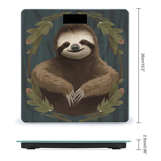 Sloth Scale with LCD Easy-to-Read Anti-Slip Weight Digital Bathroom Scale Precision Weighing Scales Sturdy Tempered Glass Body Weight Scales for Daily Use