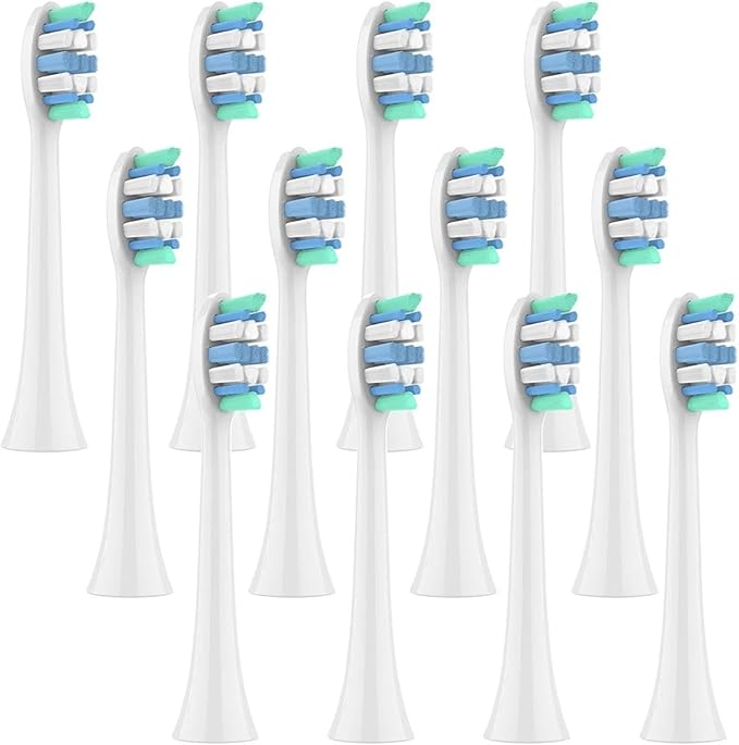 Compatible for Replacement Toothbrush Brush Heads Compatible with Philips Sonicare and More Click-on Handles 2100 4100 5100 5300 6100 6500 7500(White-12 Pcs)