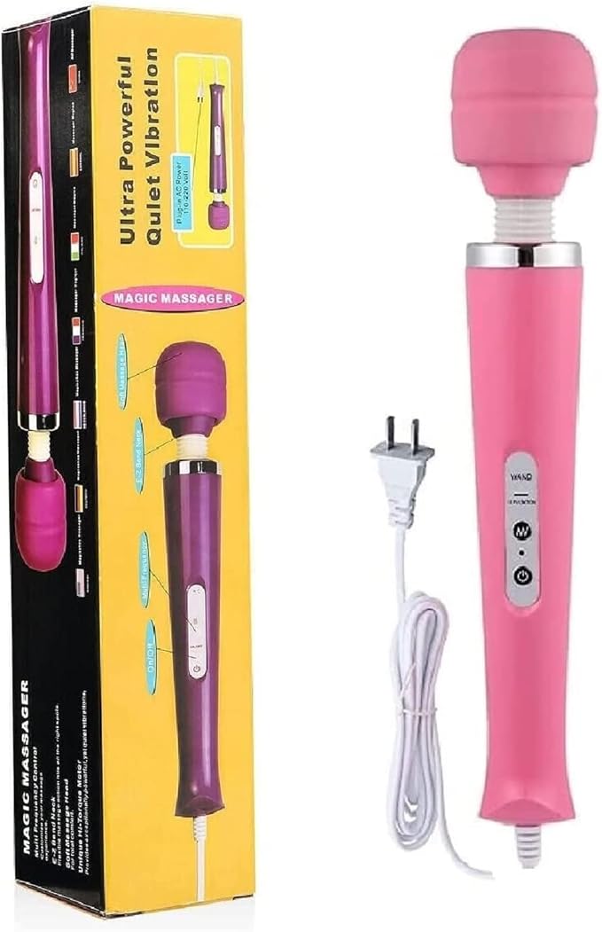 Power Handheld Electric Back Body Vibrating Massager for Woman Sport Recovery Muscle ACH Pain Shoulder Neck Leg Hand Foot Massagers Tool (Pink Big Massage and Black Mini Toy)