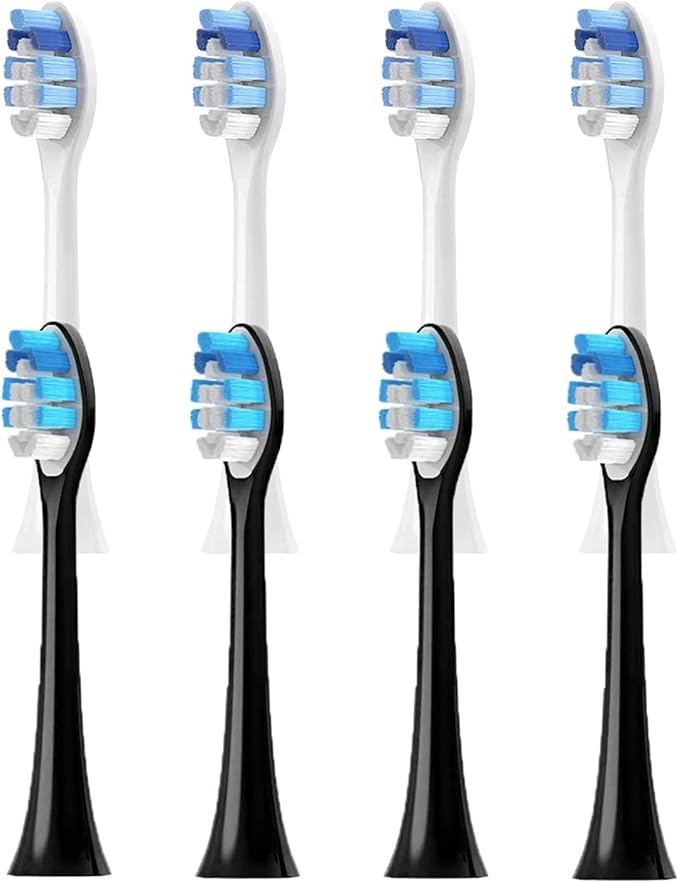4-16pcs Replacement Toothbrush Heads Compatible with Brush with Cover Soft Bristles(4White 4Black)