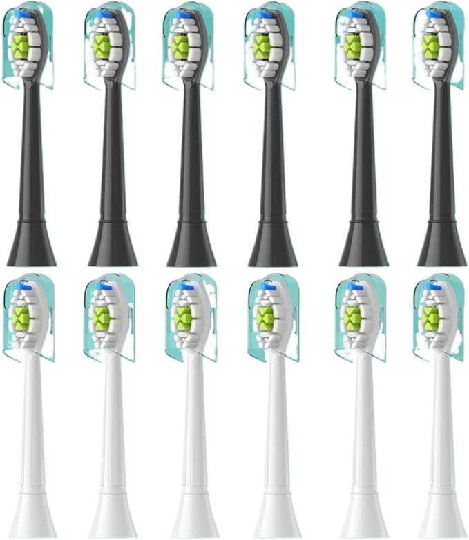 Compatible for 4/8pcs Replacement Toothbrush Heads Compatible with Philips Sonicare Soft Electric Brush Head 4100 6500 6100 7500 5(6White 6Black)