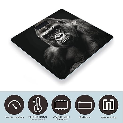 Male Gorilla Scale for Body Weight Accurate Digital Bathroom Scale Toughened Glass High Precision Scales Smart Weight Scales with Large LCD Backlight Display Weighing Machine