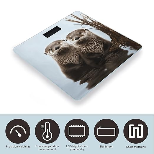Digital Bathroom Scale for Body Weight Scale with Bright LCD Display High Accuracy Step-On Technology Auto On/Off Cute Otter Digital Scales 400 Lbs /180kg