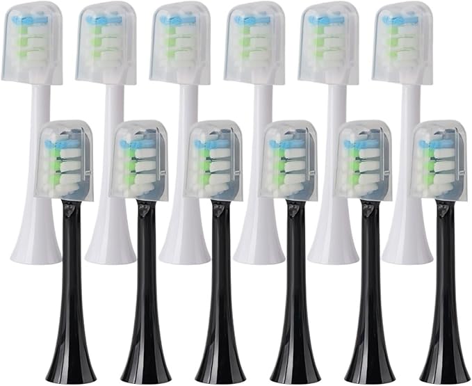 Replacement Brush Heads Compatible for SOOCAS X3U/X3Pro/X5/V1/D2/D3 12pcs Bristle Electric Toothbrush(SHUSHI-WH6BK6)