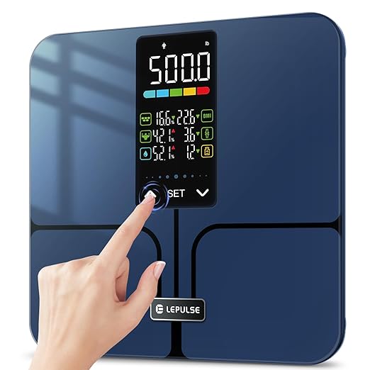 Lepulse No APP Body Fat Scale 500lb Smart Bathroom Scale with 5.44'' Large Backlit Display 8 Body Composition Analyzer Most Accurate Digital Weight Scale for BMI Body Fat Muscle Mass
